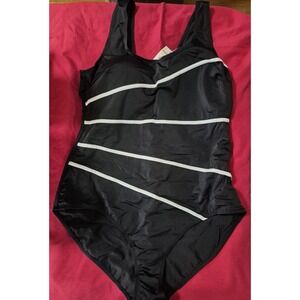 Delimira One Piece Womens Swimsuit Size 18 Black (S1395)